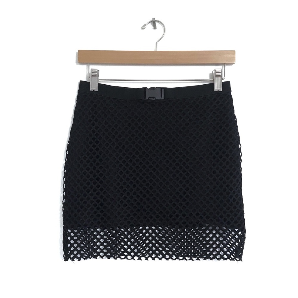 Seek The Label fishnet mesh buckle mini skirt